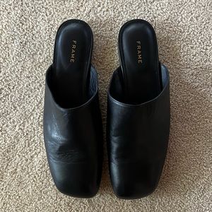 Frame black leather mule flats